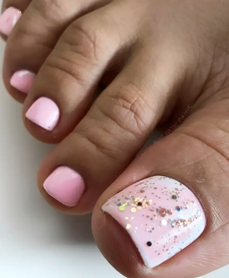 toe nail designs for summer 2025 Blush Glitter Fade