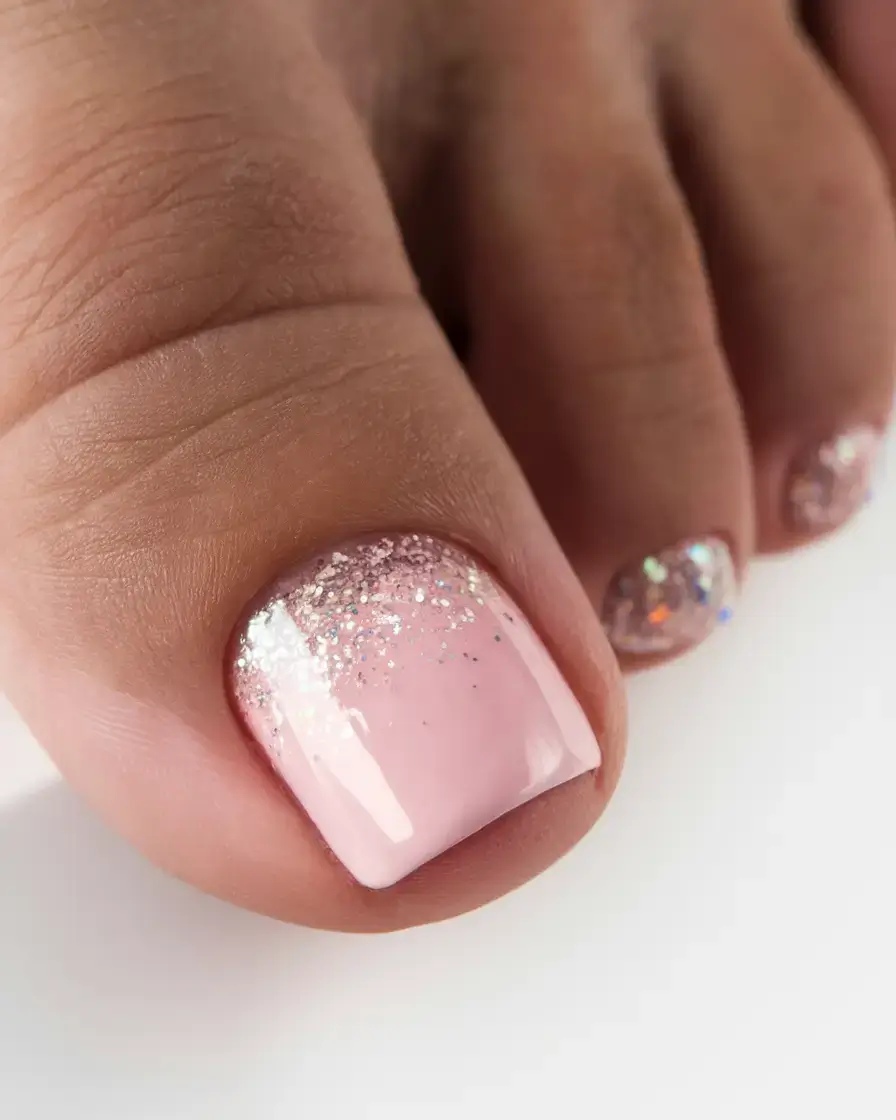 toe nail designs for summer 2025 Champagne Frost Tips
