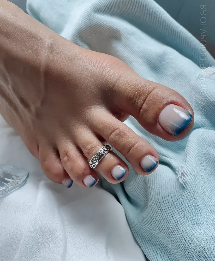 toe nail designs for summer 2025 Ocean-Tipped French Fade