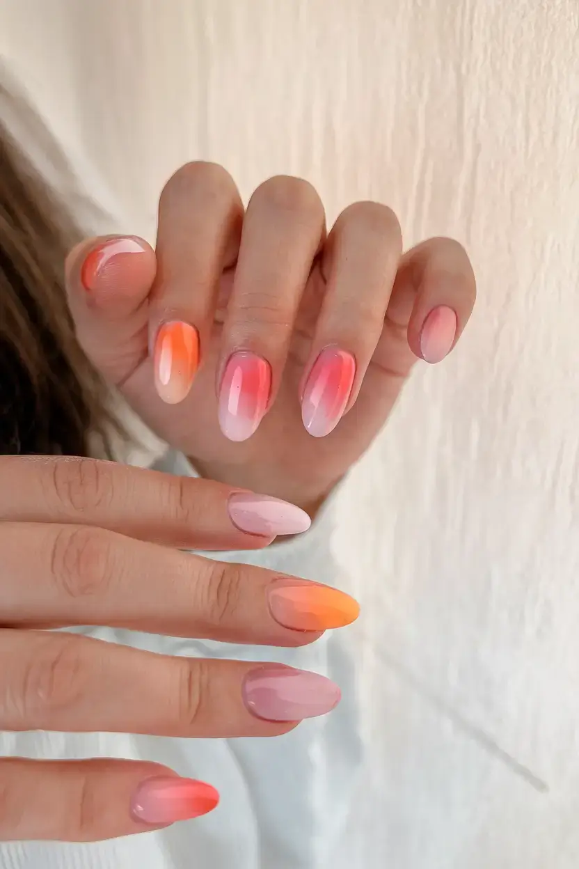 vacation nails ideas 2025 Apricot Creamsicle Ombré