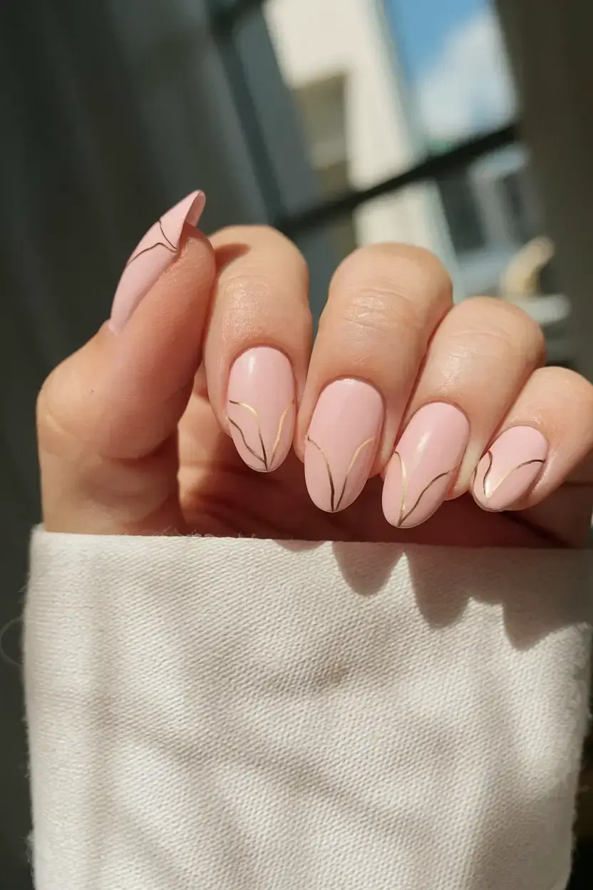vacation nails ideas 2025 Minimalist Gold Lining