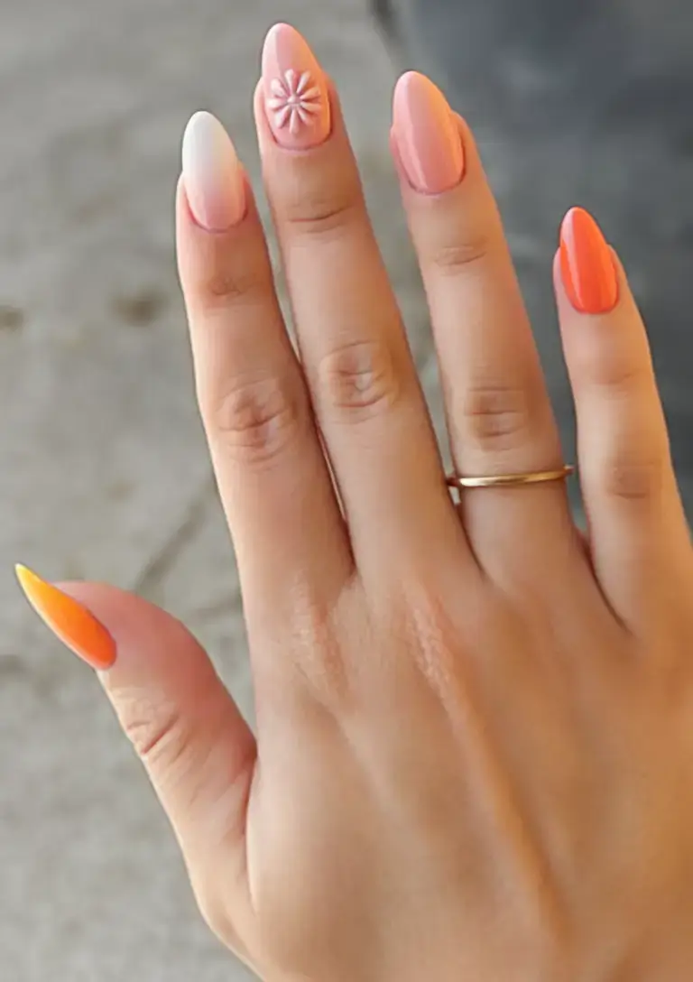 vacation nails ideas 2025 Tropical Sorbet Ombré