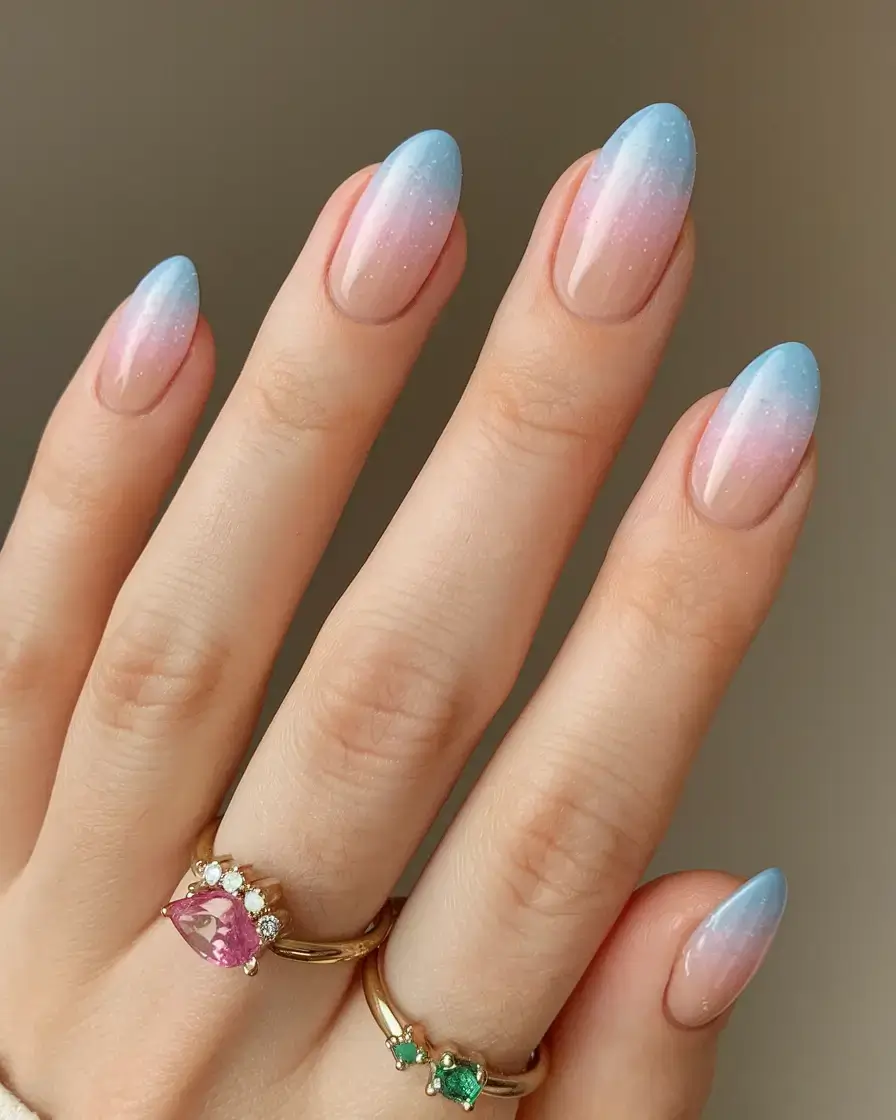 vacation nails ideas 2025 Cotton Candy Skies with a Hint of Stardust
