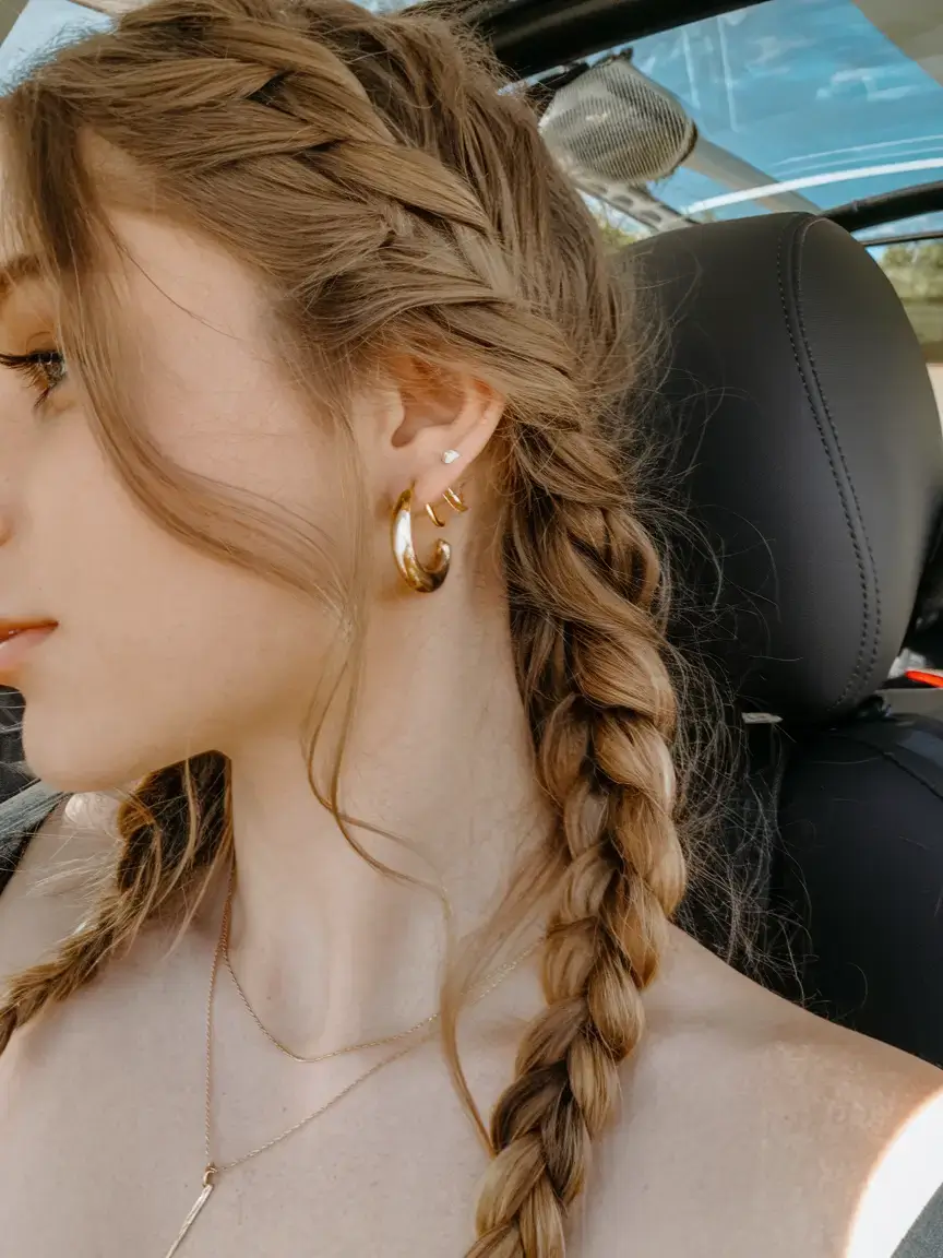 volleyball hairstyles for summer 2025+Romantic French Braids with Wispy Layers