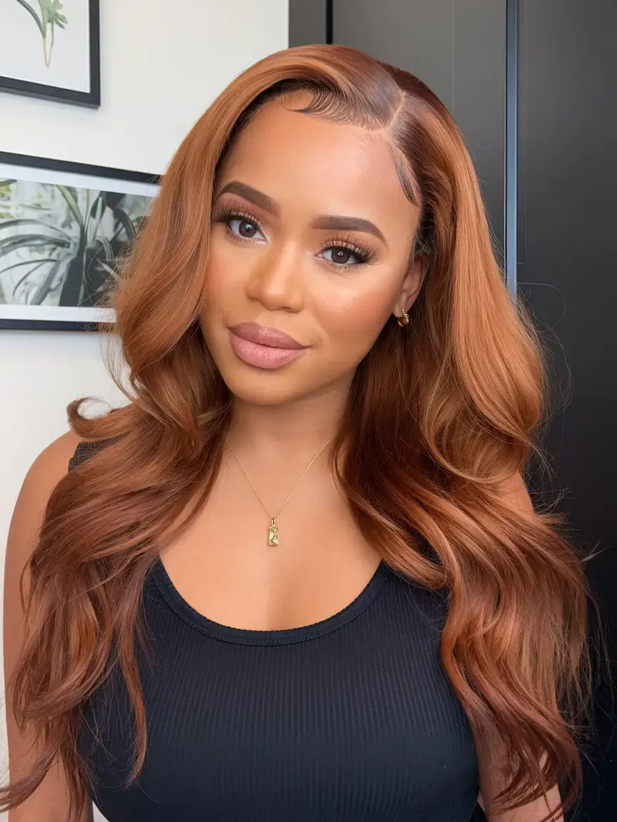 wigs hairstyle summer 2025 Caramel Mocha Waves with a Deep Side Part