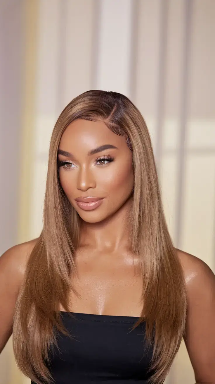 wigs hairstyle summer 2025 Sleek Butter Blonde Perfection with Side Part