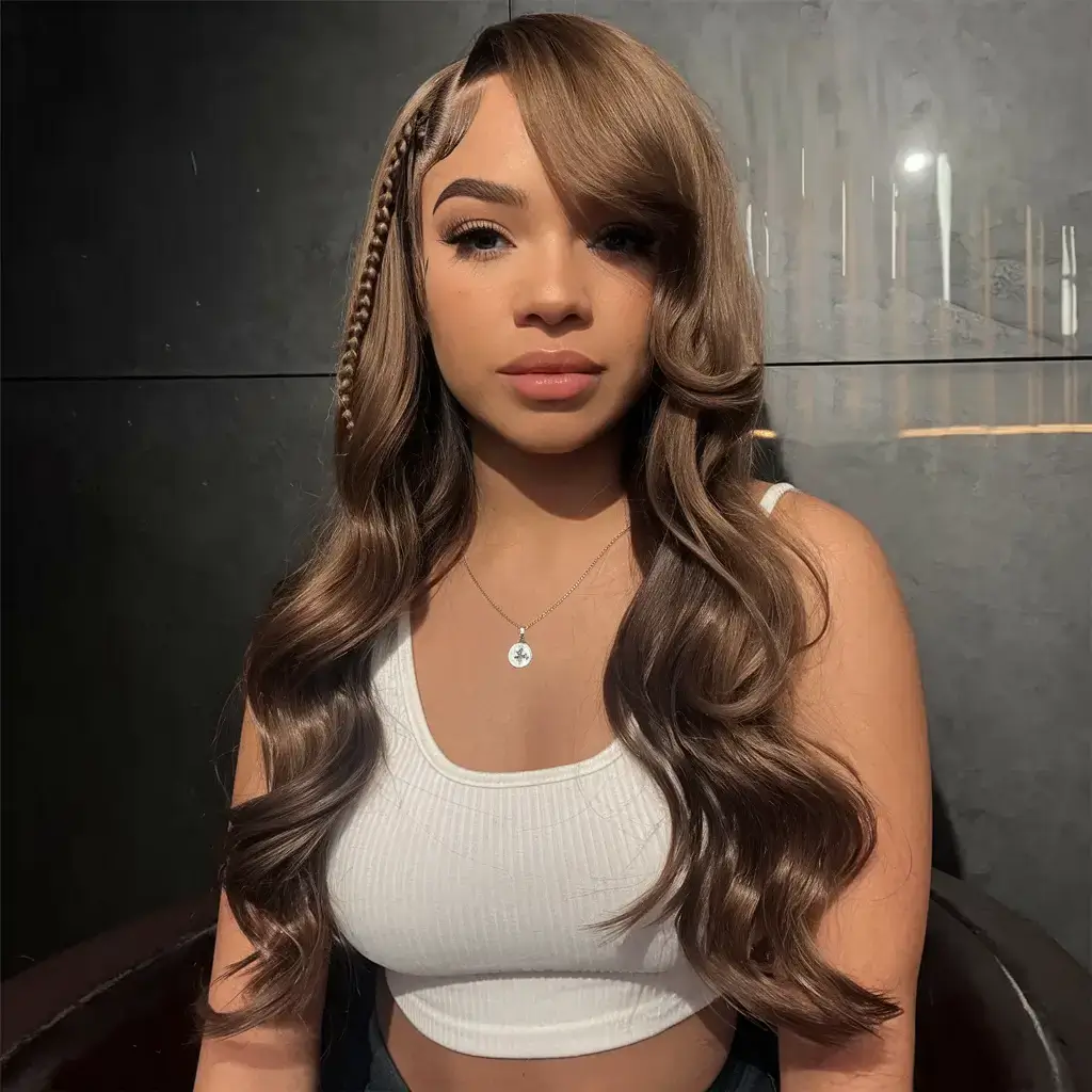wigs hairstyle summer 2025 Chocolate Twist with Side Swoop and Micro Braid