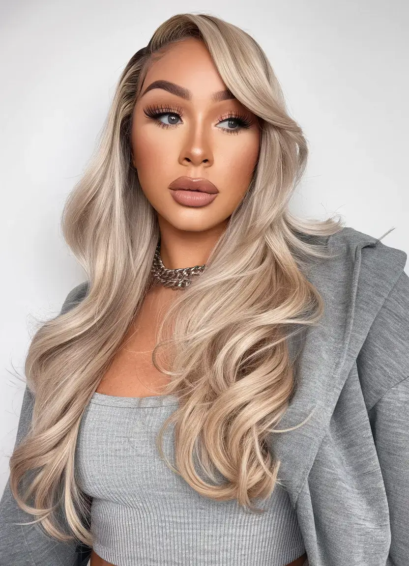 wigs hairstyle summer 2025 Smoky Pearl Blonde with Side Part