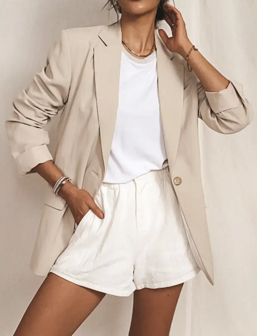 womens 2025 summer blazer outfits ideas ih digress: Soft Neutrients, Strong Statement