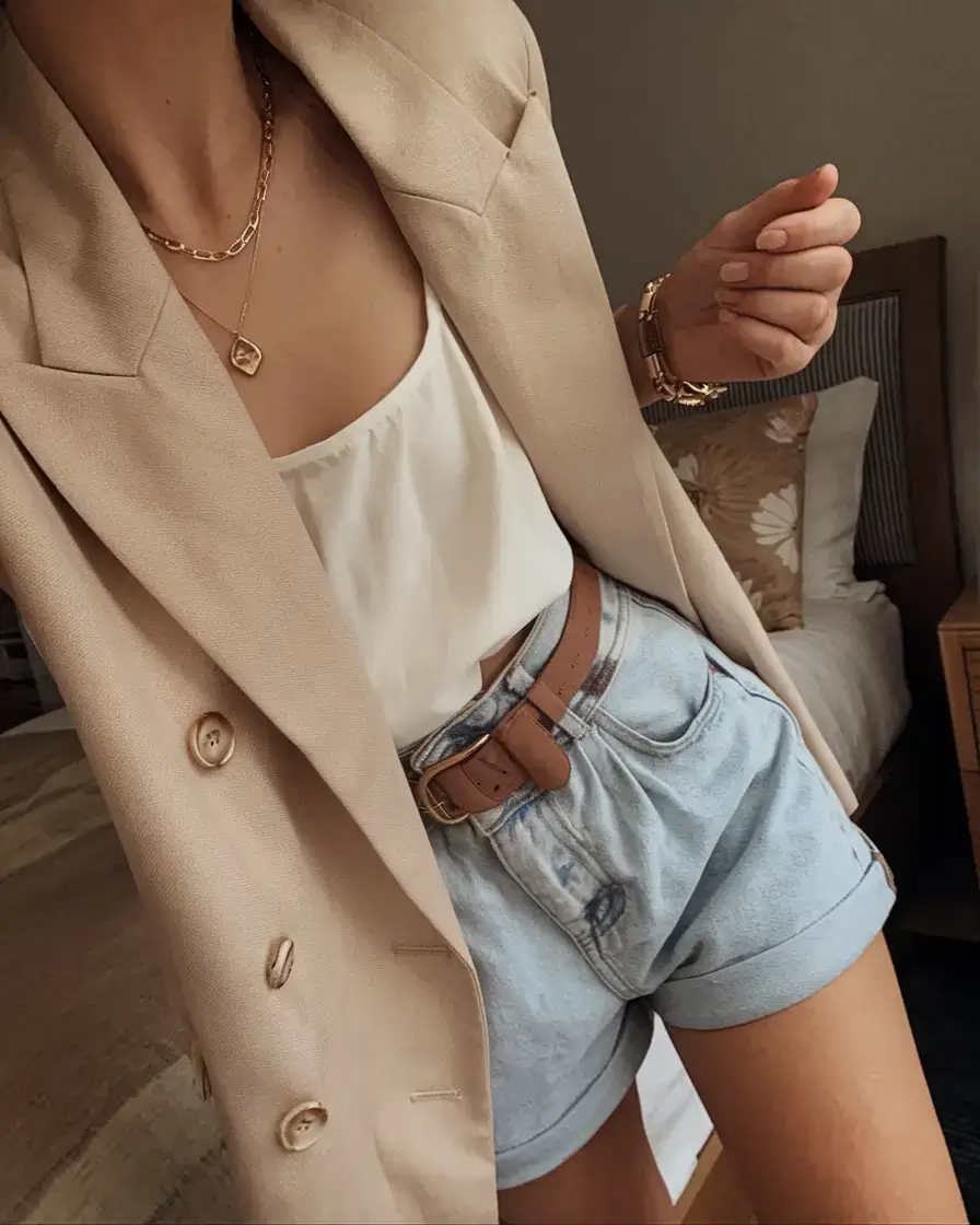 womens 2025 summer blazer outfits ideas Casual Luxe with a Denim Twist