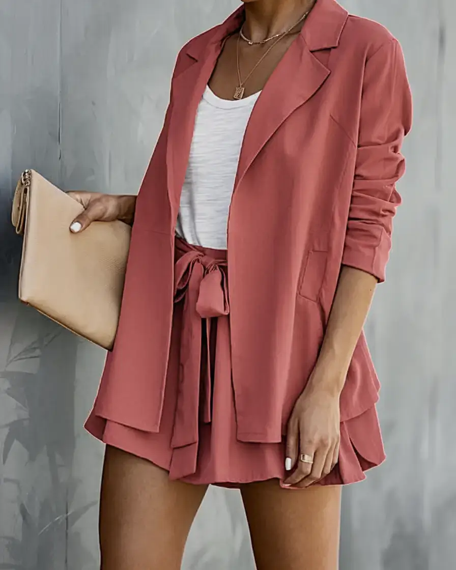 womens 2025 summer blazer outfits ideas Terracotta Tailoring for Warm Weather