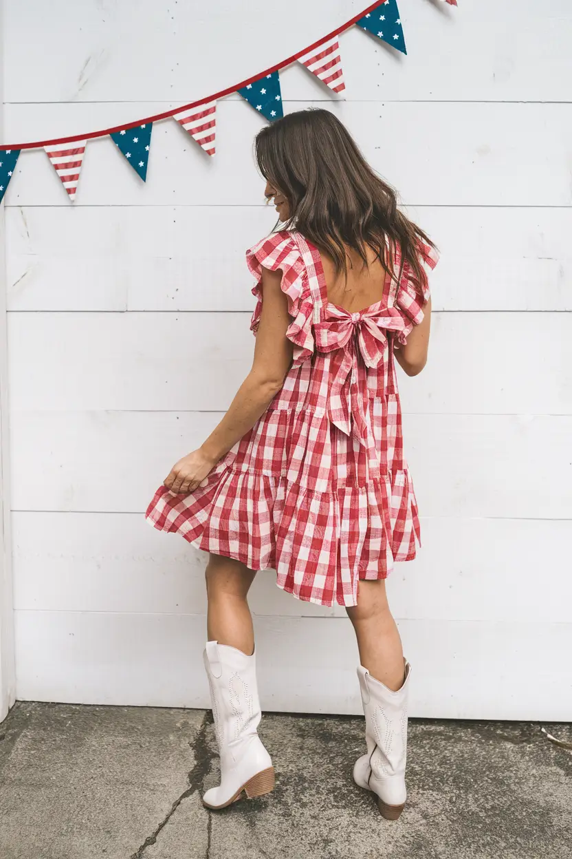 4th of july 2025 outfits that sparkle Gingham Ruffles with Sweet Southern Flair