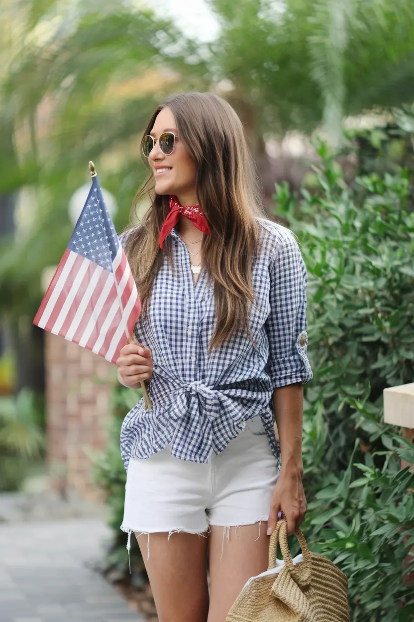 4th of july 2025 outfits that sparkle Picnic-Perfect Gingham With a Twist