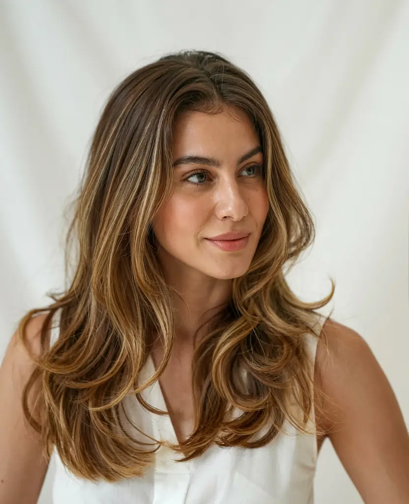 august hair color ideas - summer trends for 2025 Toasted Almond Gloss with Soft Layers