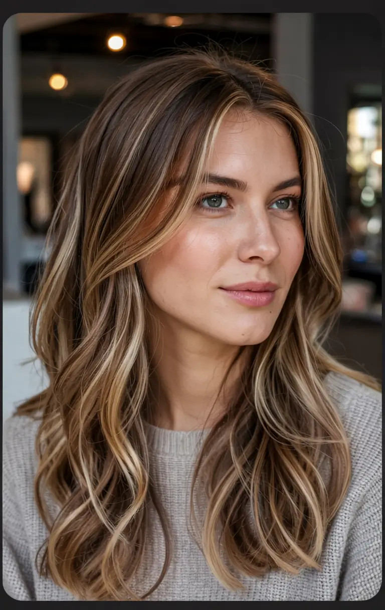 august hair color ideas - summer trends for 2025 Face-Framing Ribbon Highlights on Cocoa Blonde