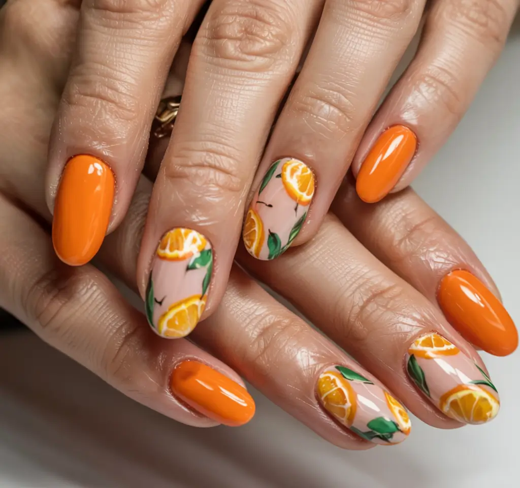 august nails color ideas 2025+Zesty Citrus Charm