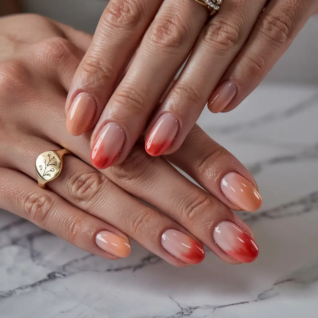 august nails color ideas 2025 Sunset Ombre Dreams