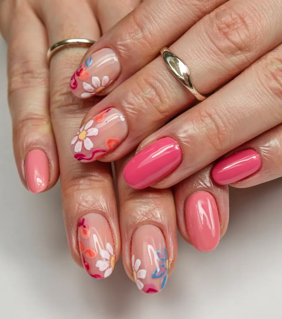 august nails color ideas 2025 Daisy Carnival Bloom