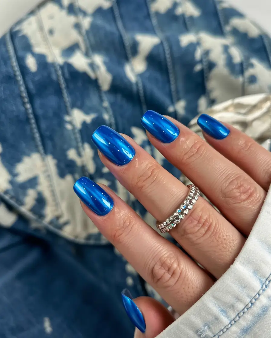 august nails color ideas 2025 Cobalt Glaze Perfection