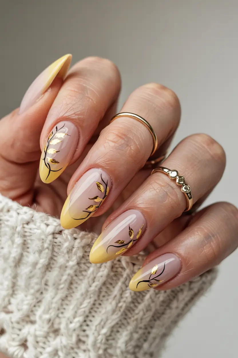 august nails color ideas 2025+Golden Wheat Fade