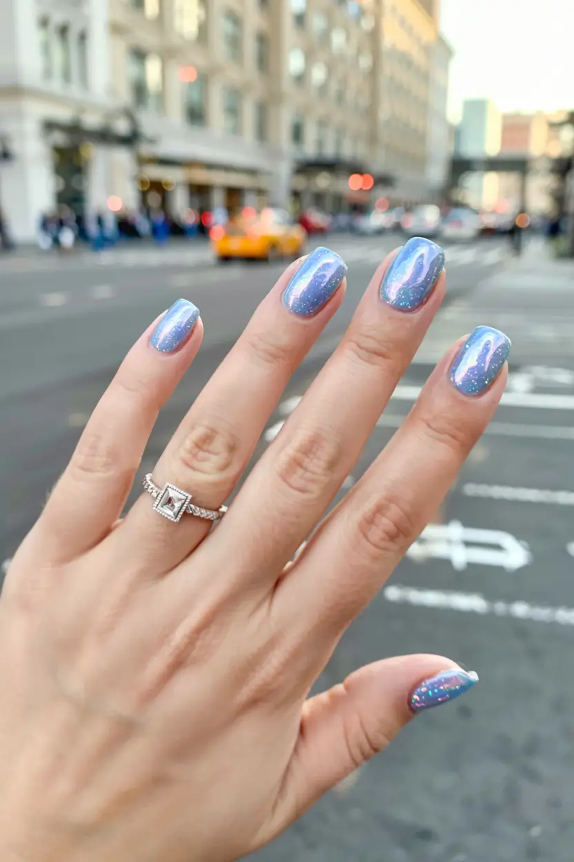 august nails color ideas 2025+Glassy Mermaidcore