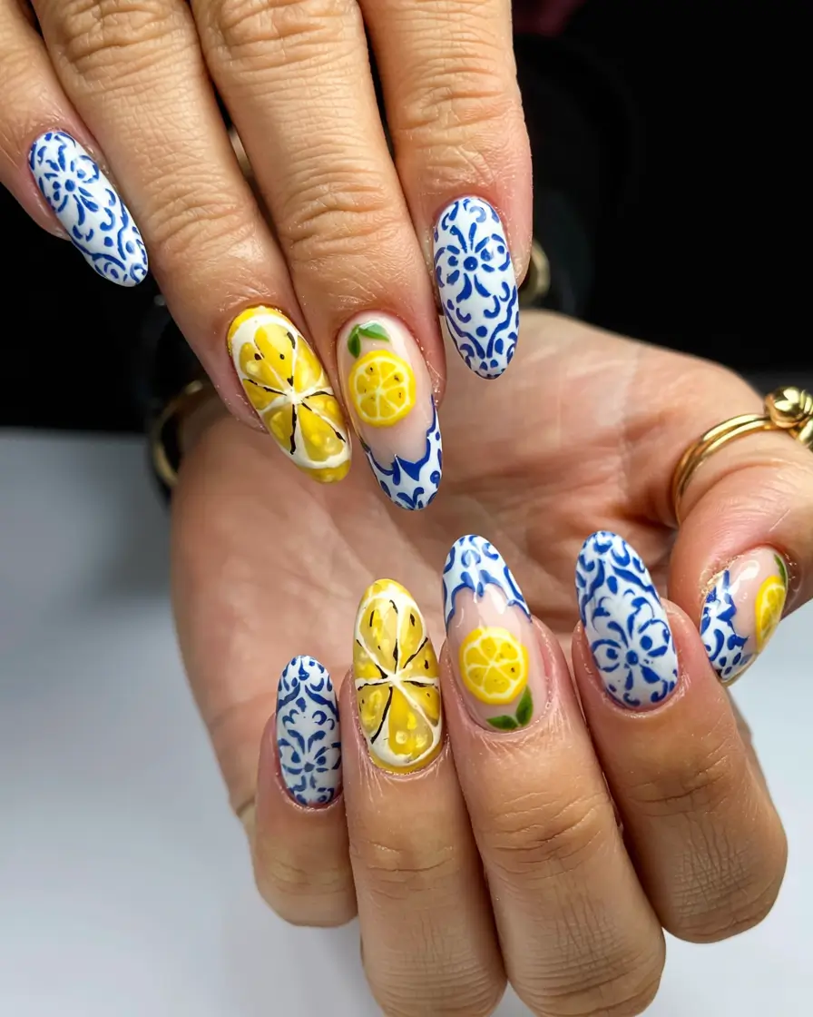 august nails color ideas 2025+Sorrento Summer Tiles