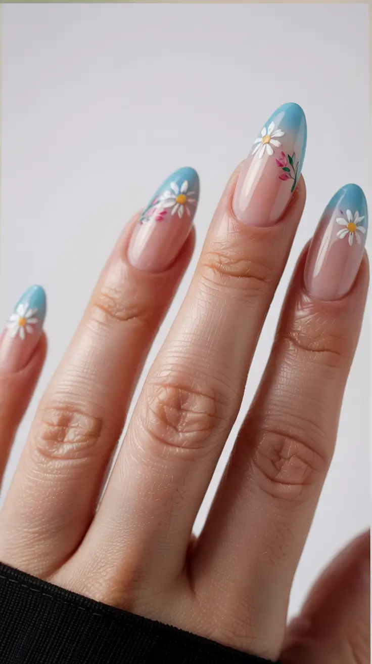 august nails design - summer trends for 2025 Blue Bloom French