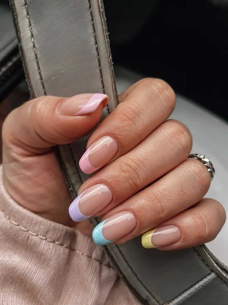 august nails design - summer trends for 2025 Pastel Crescent Tips