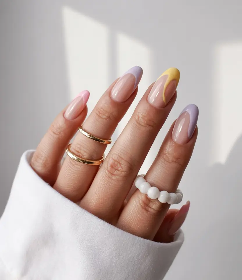 august nails design - summer trends for 2025 Pastel Tips with a Wavy Edge