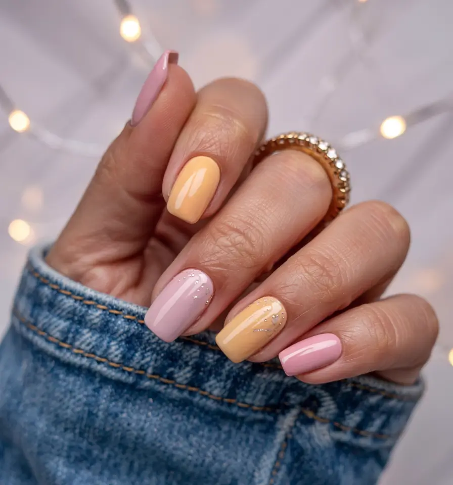 august nails design - summer trends for 2025 Peach Sorbet Shorties