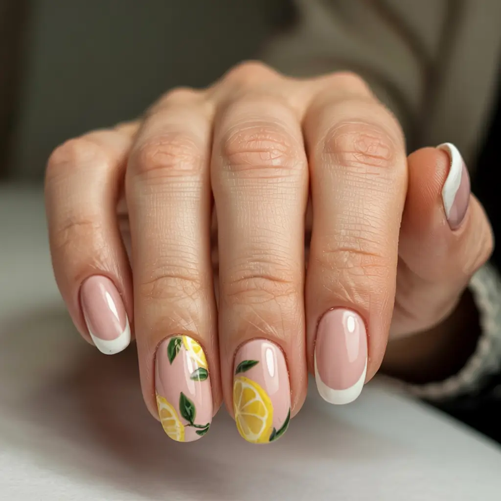 august nails design - summer trends for 2025 Lemon Squeeze Accent Nails