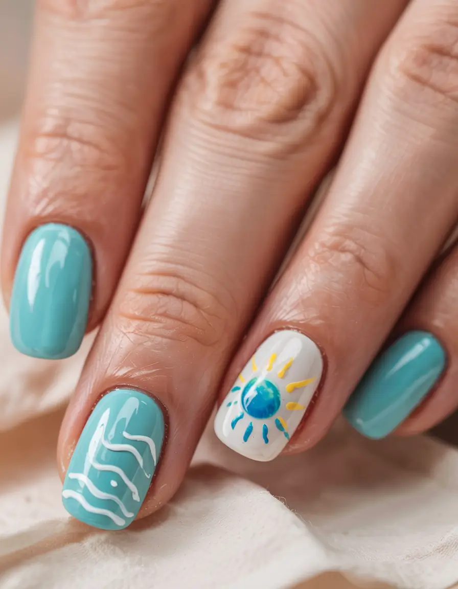 august nails design - summer trends for 2025 Coastal Doodles and Summer Sunshine