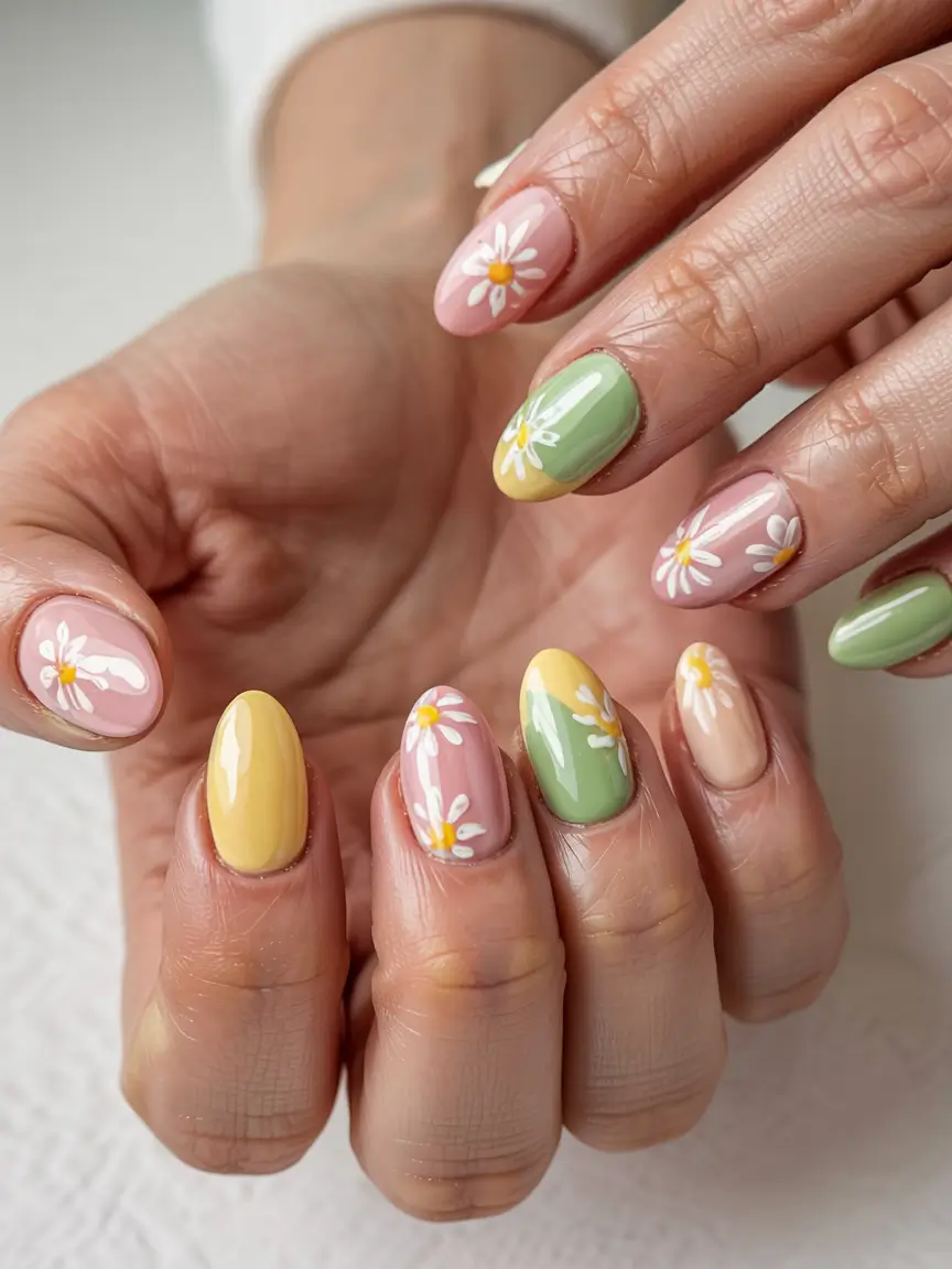 august nails design - summer trends for 2025 Daisy Dreams in Multicolor