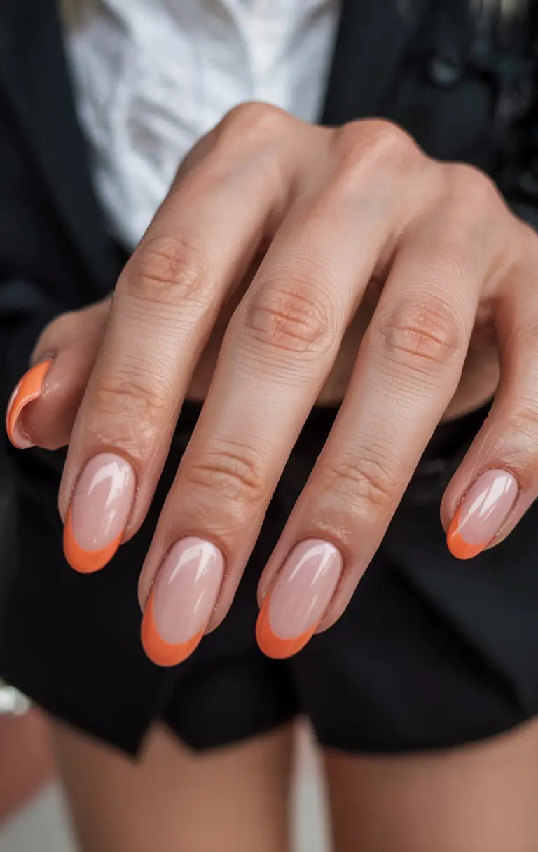 august nails design - summer trends for 2025 Tangerine French Tips for Urban Afternoons