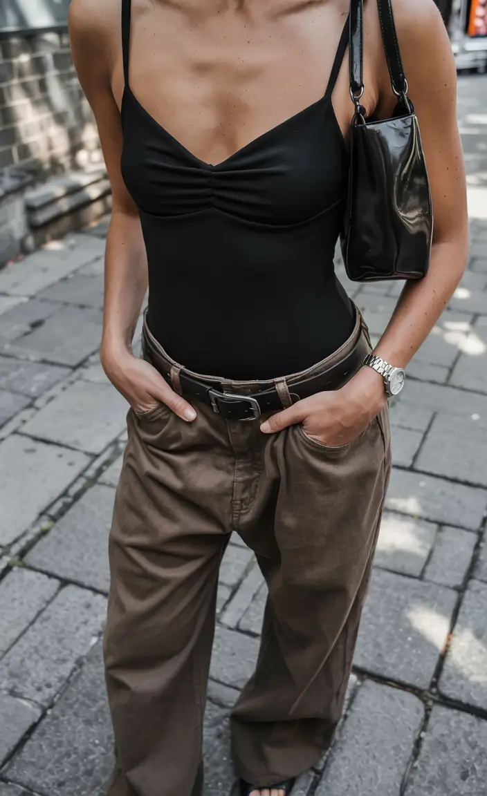 august outfits ideas 2025 Structured Bodysuit & Utility Edge