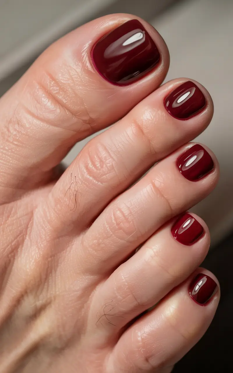 august toe nails ideas 2025 Merlot Mood