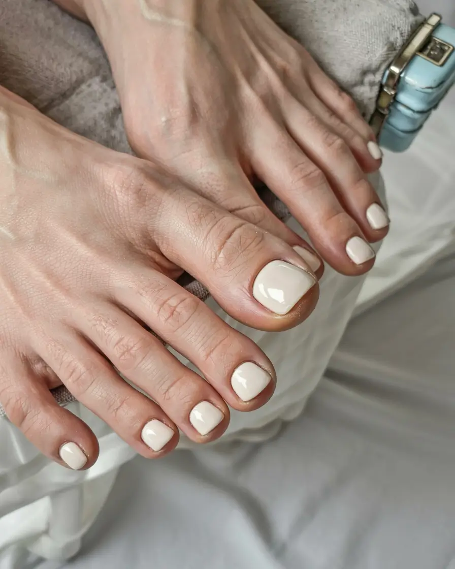 august toe nails ideas 2025 Alabaster Chic