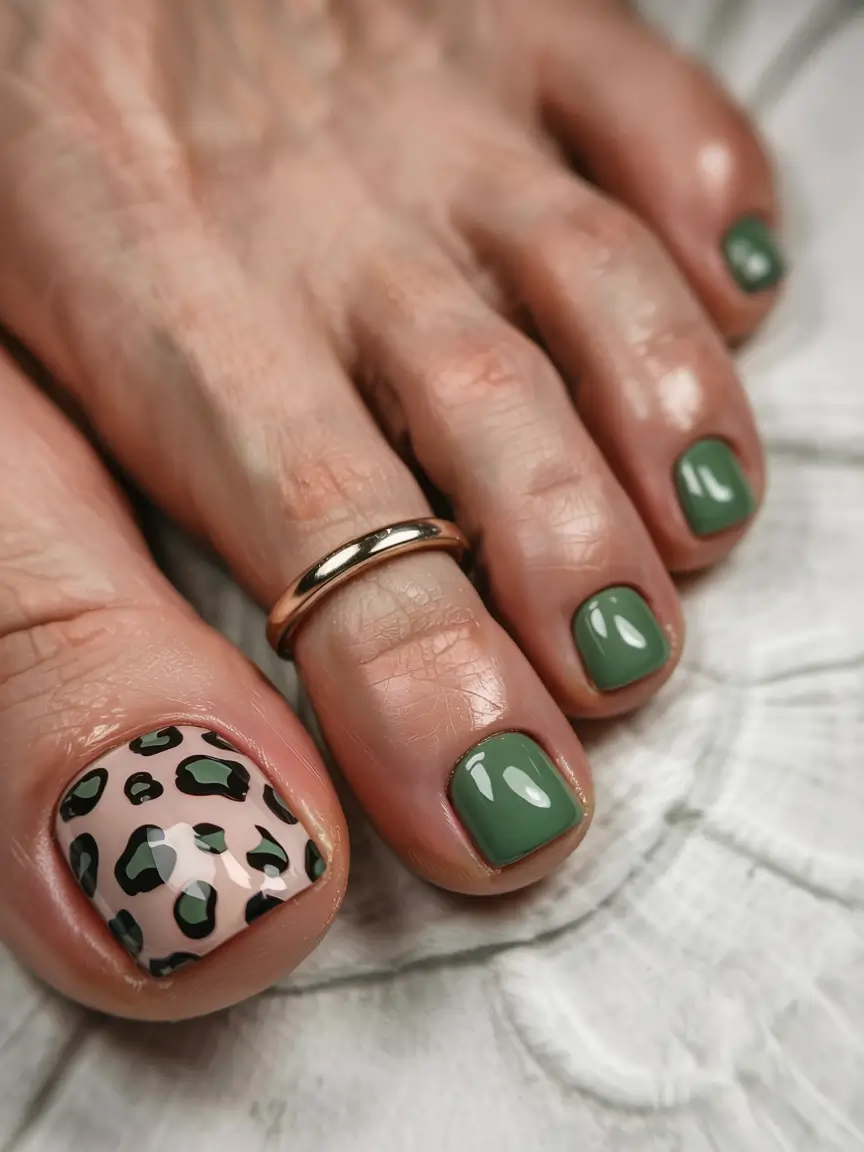 august toe nails ideas 2025 Green Jungle Pop