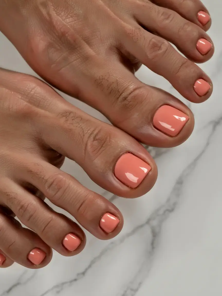 august toe nails ideas 2025 Summer Coral with Serious Energy