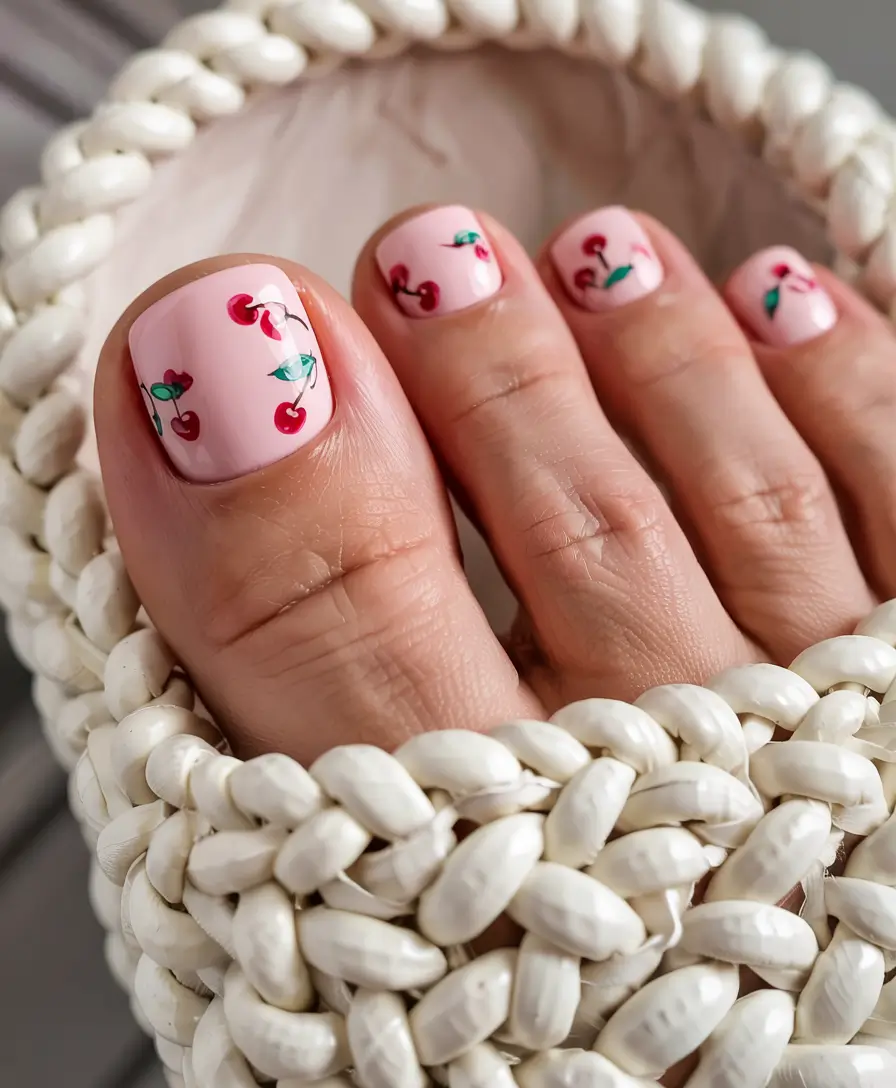 august toe nails ideas 2025 Cherry Pop Whimsy