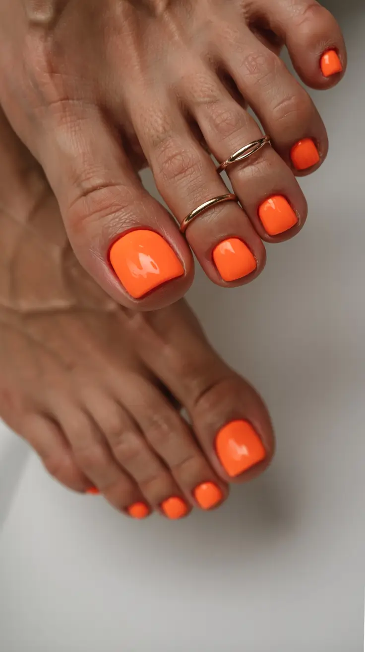 august toe nails ideas 2025 Orange Crush Energy