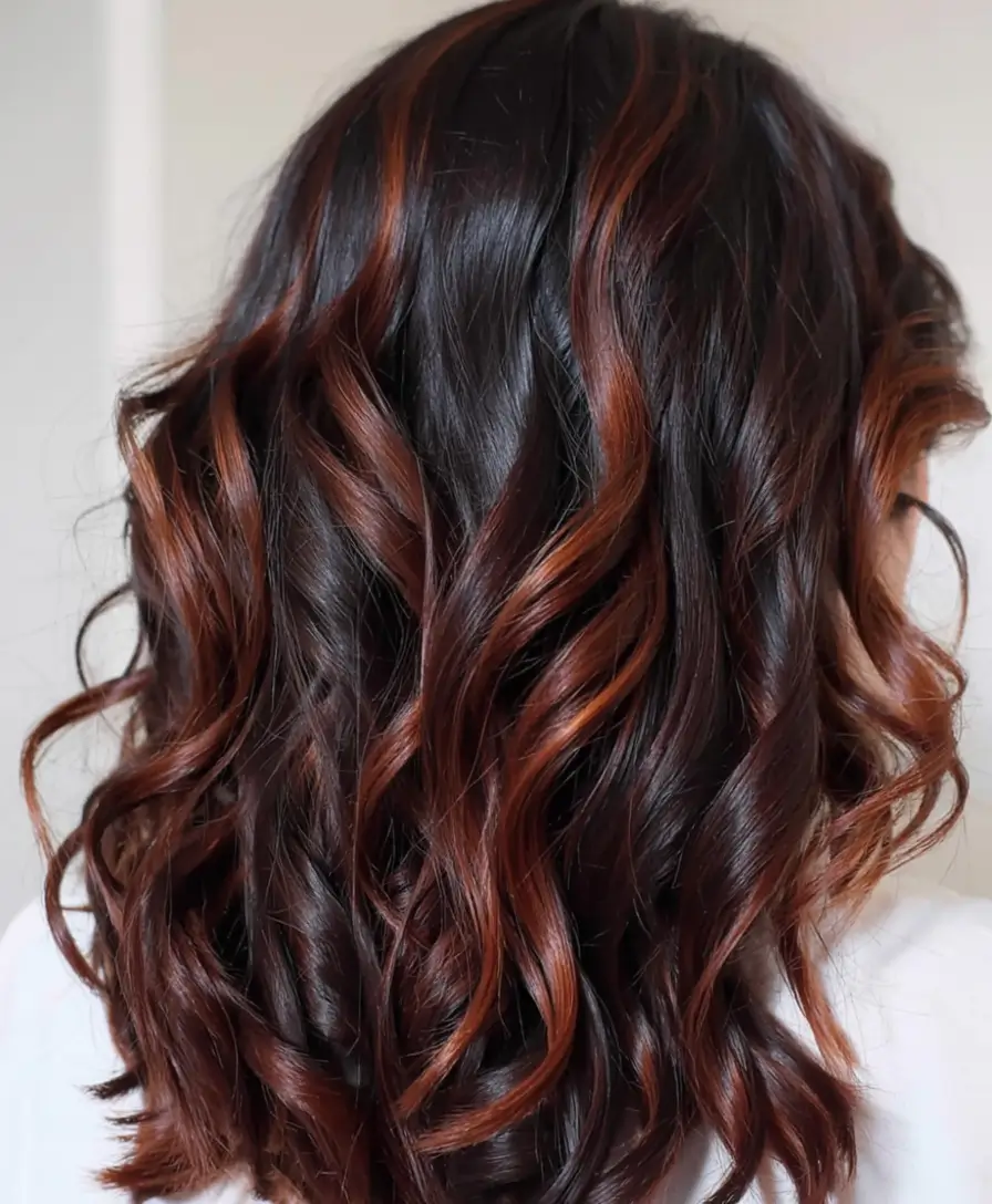 autumn fall hair colors ideas 2025 Cinnamon Roast Ribbons