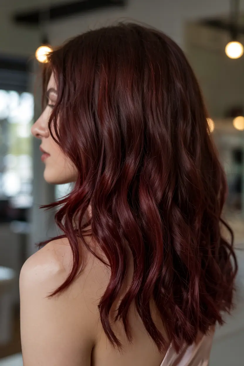 autumn fall hair colors ideas 2025 Berry Bordeaux Velvet