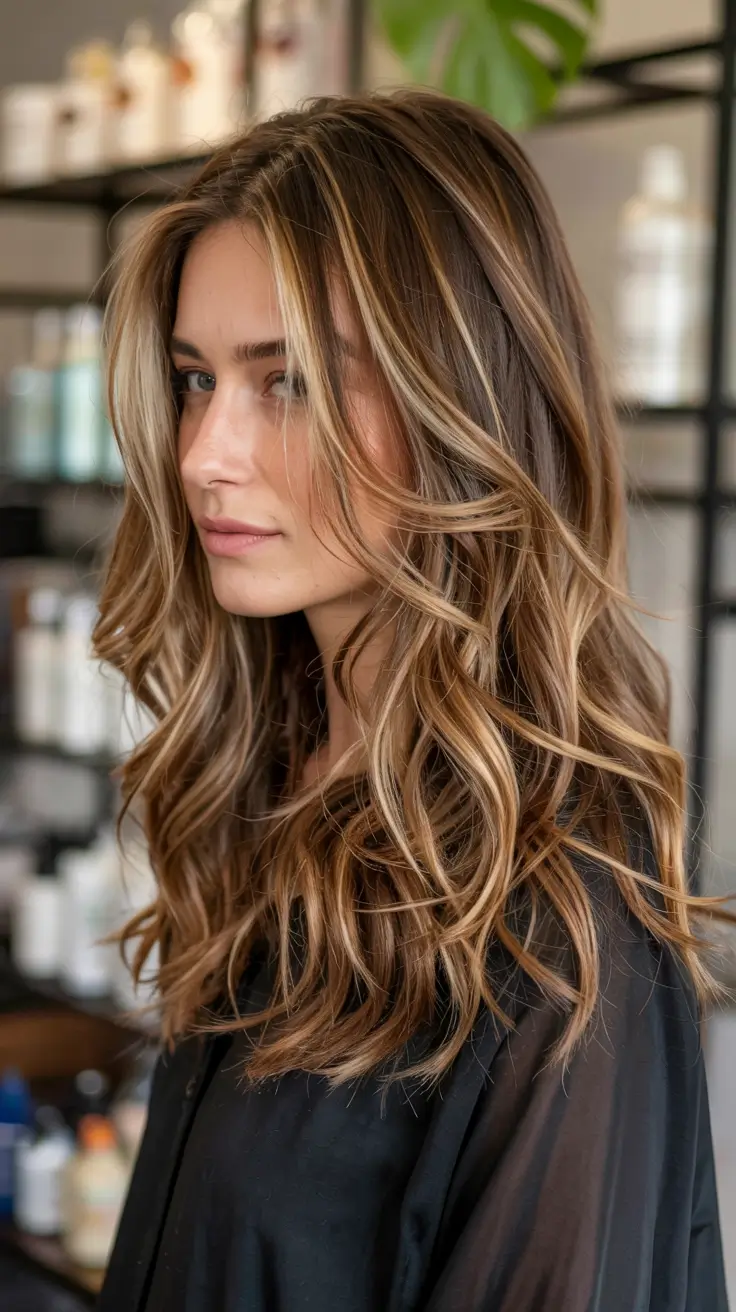 autumn fall hair colors ideas 2025 Champagne Roast Balayage