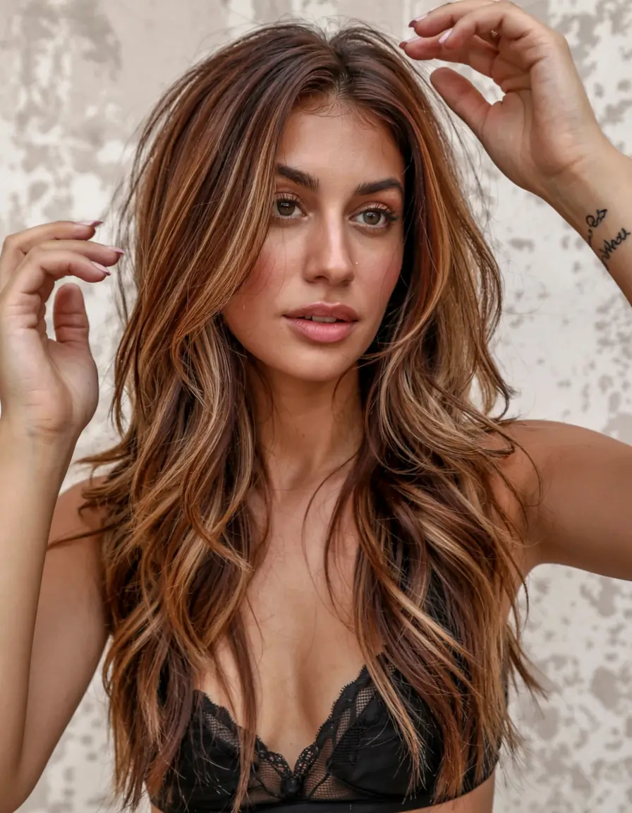 autumn fall hair colors ideas 2025 Glazed Chestnut Waves
