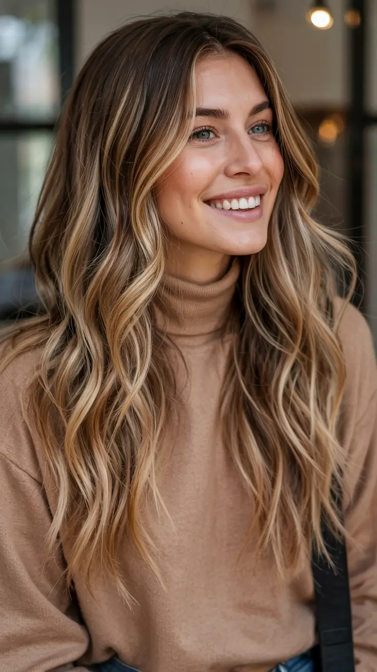 autumn fall hair colors ideas 2025 Chestnut Blonde Luxe Lights