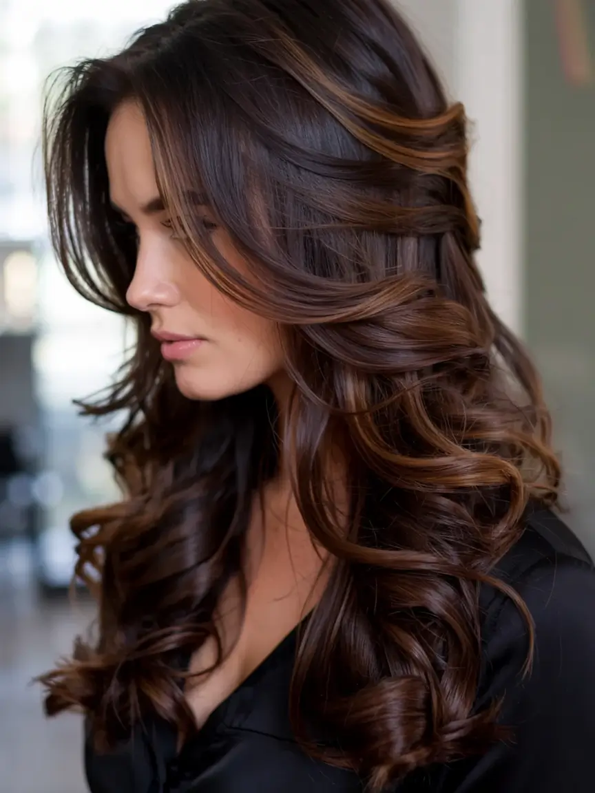 autumn fall hair colors ideas 2025 Almond Swirl Dimension