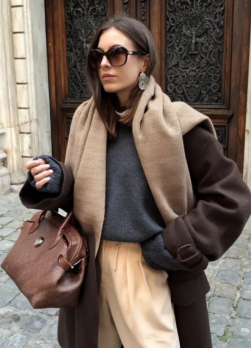 autumn outfits ideas 2025 Layered Elegance with Soft Neutrals