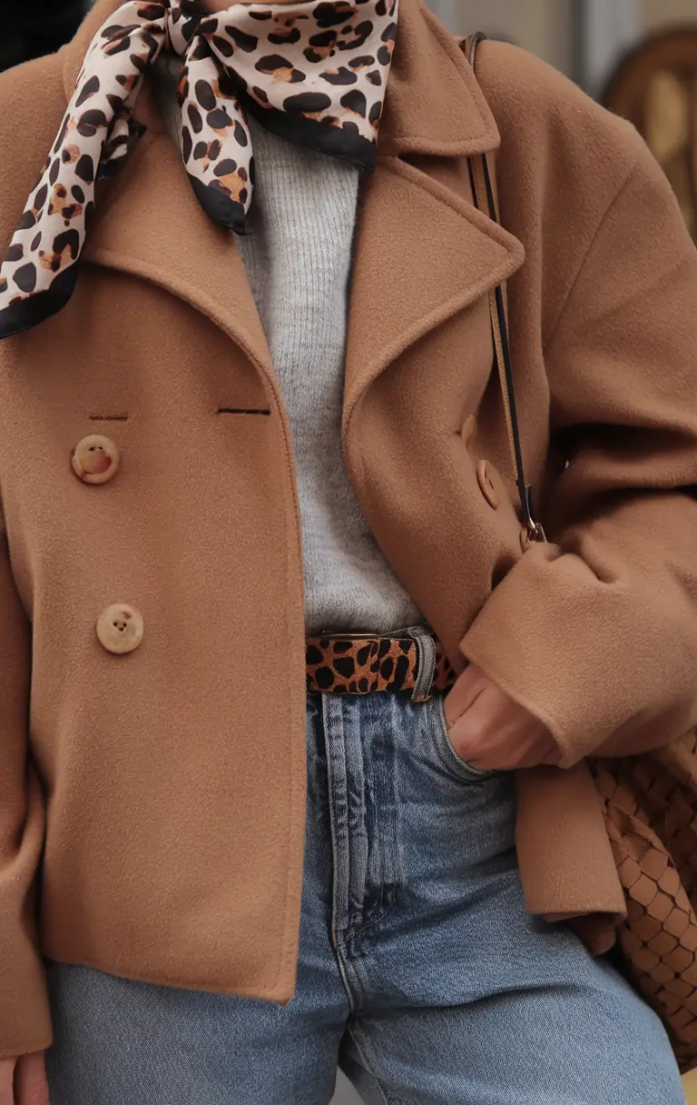 autumn outfits ideas 2025 Cropped Wool and Light Blue Denim