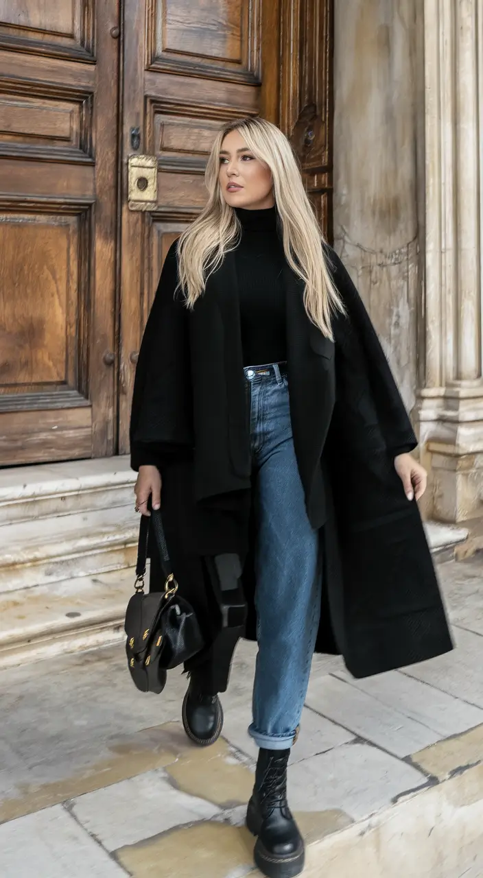 autumn outfits ideas 2025+Power in All-Black Simplicity